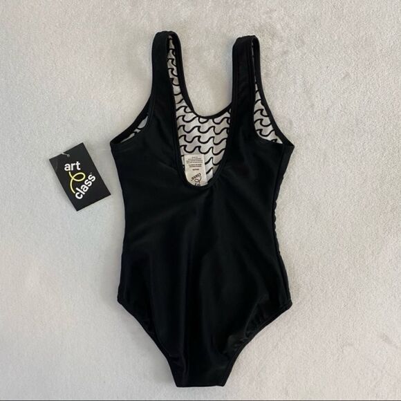 Art Class Girls Black White Waves Believe in Mermaids One Piece Swim Girls XS - Picture 2 of 6